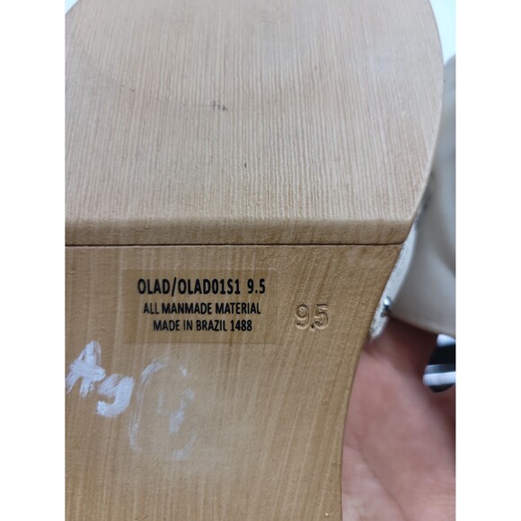 Steve Madden Olad Quilted Faux Wood Slides Sandals Off White Sz 9.5 - Picture 7 of 7